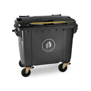 Outdoor müll bin 660L kunststoff mülleimer abfall trolley bin mit räder