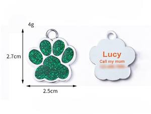 Étiquette de chien en métal en alliage de zinc enduit de poudre avec empreinte de patte et nom gravé étiquette d'identification personnalisable pour animaux de compagnie - Product Image 4