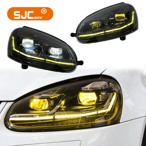 Fari Bicolore SJC per VW <span class=keywords><strong>Golf</strong></span> <span class=keywords><strong>5</strong></span> 06-10, Grigio Fumé con Luci Diurne Gialle e Bianche, Gruppo Ottico Anteriore con Indicatori di Direzione e Retromarcia - Product Image 1