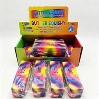 Jouet Squishy en forme de bâton de beurre en PU, unisexe, à partir de 14 ans, tailles et motifs assortis, à remontée lente, anti-stress, OEM CN pour la vente en gros