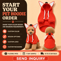 Hoodie Anjing Motif Telinga Rubah Label Pribadi dengan Panel Dalam Putih dan Tali Serut untuk Pakaian Sehari-hari Hewan Peliharaan Kecil, Cocok untuk Pajangan Butik