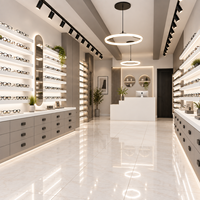 Conception d'intérieur personnalisée pour magasin d'optique, ensemble complet de meubles d'exposition pour lunettes et aménagement 3D pour boutique de lunettes de soleil