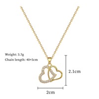 Collier pendentif double cœur plaqué or de luxe, chaîne croisée en acier inoxydable, bijoux de mariage et de fête pour femmes et jeunes filles
