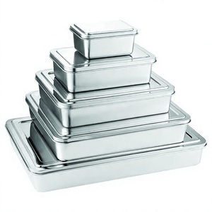 Rectangular Stainless Steel Serving <b>Tray</b> <b>with</b> <b>Lid</b> Best Quality Metal <b>Tray</b> for Home and Restaurant Decor Color Enamel Technique - Product Image 1