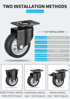 Roulette de chariot de roue en TPU industriel de Type américain de 5 pouces Roulette de roulements à billes de 125mm Roue en plastique de haute qualité pour l'utilisation de chariot