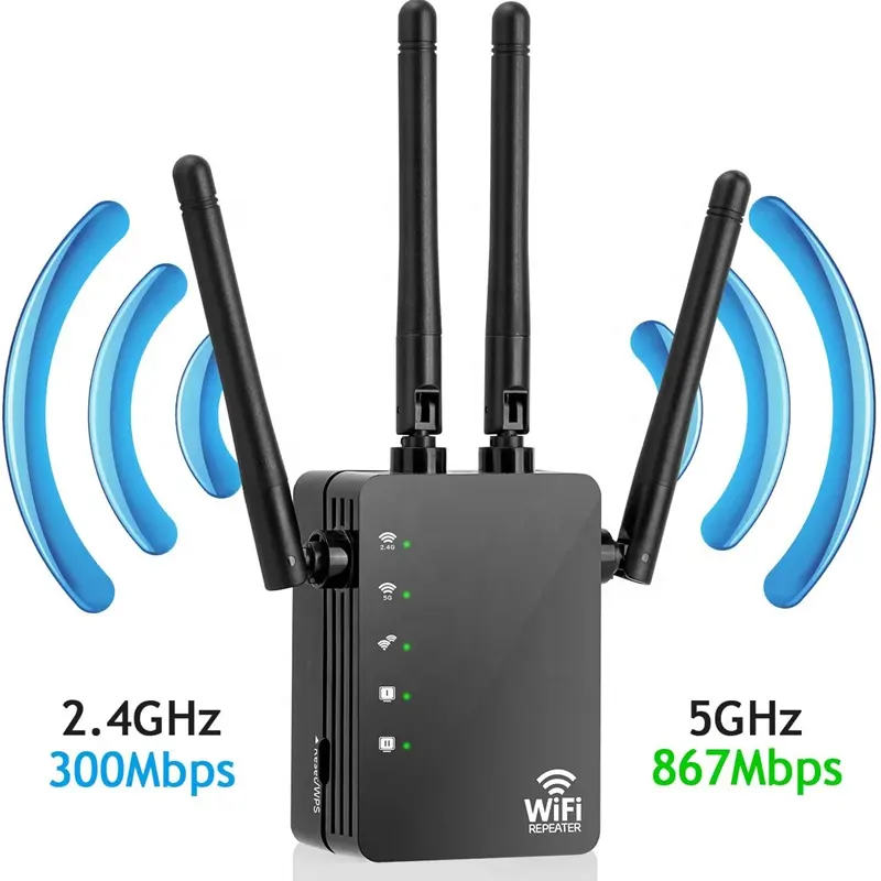 WPS Easy Setup WiFi Range Extender 1200Mbps Dual Band wifi repeater 2.4/5GHz Wi-Fi Signal Booster wifi extender for home