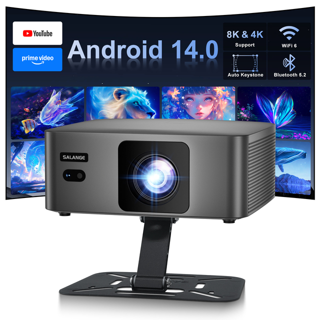 For Support Brand Customized Portable Projector Android 14 Remote Control WIFI 6 4K Full HD LED LCD HIFI Stereo