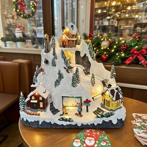 عيد الميلاد زينة عيد الميلاد قرية عيد الميلاد مع زخرفة ليد منتجع الثلج التزلج تتحرك التماثيل لديكور عيد الميلاد - Product Image 4