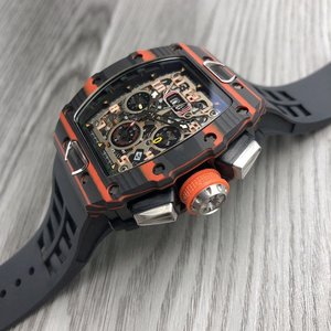 High-end men's mechanical <b>watch</b>, carbon fiber tonneau-shaped flyback chronograph automatic <b>watch</b>. - Product Image 2