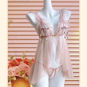 Chemise de nuit sexy transparente en mousseline pour femme, sans manches, rouge, noir, orange, vêtements de nuit doux, Lianyungang 045 - Product Image 4