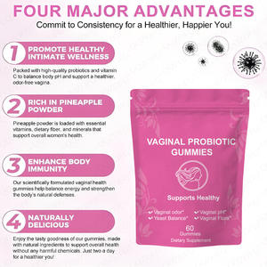 Вагинальные пробиотики для женского здоровья, веганские органические жевательные конфеты, контроль запаха, баланс рН и грибков, 60 жевательных конфет, клюква, кора вяза черешневого. - Product Image 3