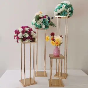 Flower Stand Centerpiece Rectangle Gold Wedding Table Centerpiece Metal Flower Stand For Wedding Decoration