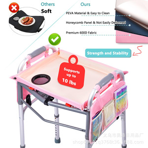 Bandeja de apoyo para caminar Haotian de 47x37 cm con bolsillos para personas mayores, color rosa - Product Image 3
