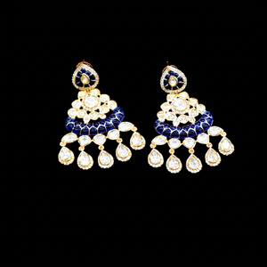 Pendientes Colgantes Kundan 12217, Pendientes con Dijes de Esmalte Chapados en Oro, Piedra Tallada en Forma de Pera, Joyería Kundan para Bodas y Fiestas - Product Image 1