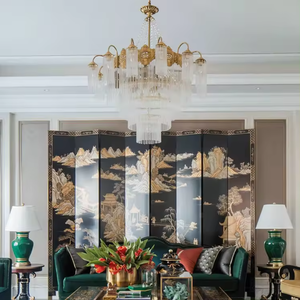 Zeal Lighting Vintage Brass Antique Luces colgantes K9 Crystal Luxury Copper chandelier Gold - Product Image 2