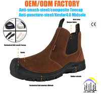 Bottes de travail anti-perforation à embout d'acier, semelle extérieure en caoutchouc antidérapante, en cuir suédé sans lacets, pour l'exploitation minière, le soudage, la construction et l'usine