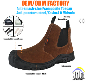 <span class=keywords><strong>Stivali</strong></span> di sicurezza Anti-puntura in acciaio Anti-puntura antiscivolo in pelle scamosciata senza <span class=keywords><strong>lacci</strong></span> alla moda per saldatura scarpe da costruzione - Product Image 2