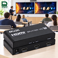 4K 1x2 Splitter 1 in 2 Out Penguat Sinyal Distributor Video untuk Multimedia Pengajaran DVD Set Top Box TV & Proyektor