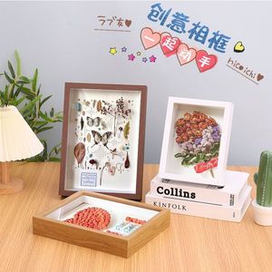Diy Dried Flower Photo <b>Frame</b> Rectangle Wooden 3D Tabletop <b>Frame</b> For Living Room And Study - Product Image 1