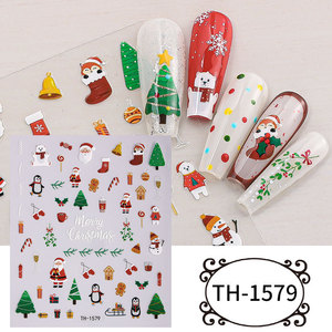 Ensemble d'autocollants élégants pour ongles de Noël 2027 – Décorations créatives pour manucure de fêtes, style Ins, mignons autocollants de Noël pour nail art - Product Image 1