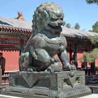 Statue de Lion en Bronze moulé, cm, soldats chinois