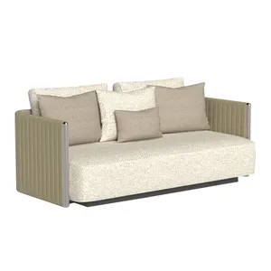 OEM Factory Outdoor Aluminum Luxury Sofa Waterproof Rope Weaving Garden Rattan Patio Sofa Set