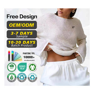 ผู้ผลิตเสื้อสเวตเตอร์ที่ได้รับการรับรอง GRS ขายส่งเสื้อสเวตเตอร์ถักแบบโปร่งลายฉลุ เสื้อสเวตเตอร์ไหมพรมบางเบาสำหรับผู้หญิง - Product Image 1