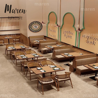 Ensemble de canapés de restaurant commercial moderne, table en rotin tressé en bois massif, thème sud-est asiatique, pour bar et salon de thé