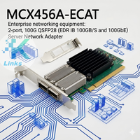 Tarjeta de Interfaz de Red Cableada Mellanox CX-4 100GbE QSFP28 de 2 Puertos PCIe3.0x16 MCX456A-ECAT para Adaptador Ethernet de Servidor, en Stock
