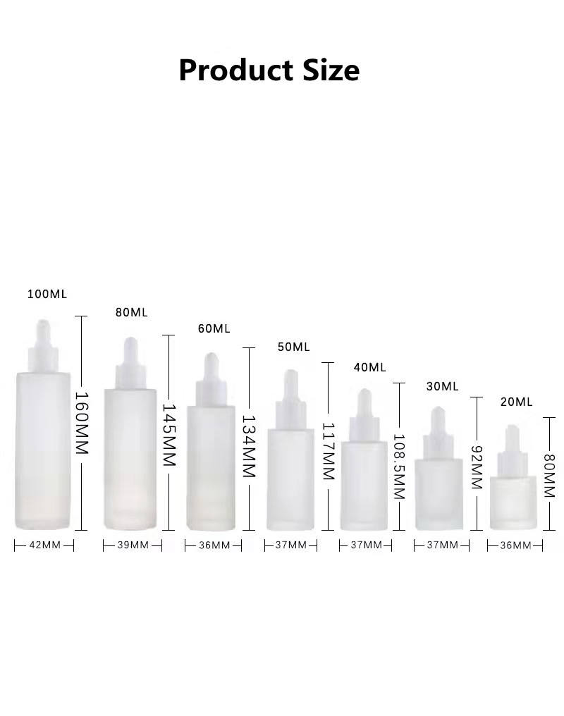 ขวดแก้วฝ้าพร้อมฝาพลาสติกสีขาว