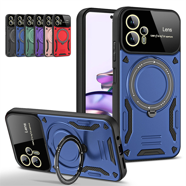 Magnetic Case for Tecno Spark Go 20 Pro 20 10 / 10 Pro 10C 20C / Pop 7 Pro 7 8 Camera Lens Protection Rotating Stand Back Cover