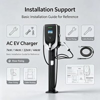 Nueva Estación de Carga Rápida para Vehículos Eléctricos Tesla de 7kW CA, 200-220V, Negra, de Montaje en Suelo, con Tarjeta de Proximidad/Plug & Charge para la Industria