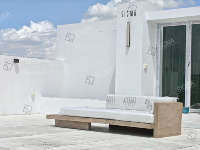 Muebles de Jardín de Lujo para Patio, Resistentes a la Intemperie, Sofá Largo de Teca Maciza para Exteriores con Diseño de Mesa Lateral