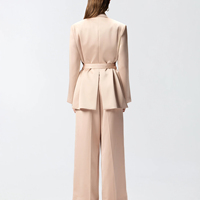 Ensemble de tailleur formel pour femme, veste longue de style professionnel avec ceinture à lacets, décoration boutonnée, tailles XS-XL