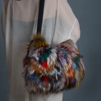 Sac sous le bras en fourrure de renard véritable pour femme, grande capacité, sac à main de luxe en vraie fourrure, sac à bandoulière chic en peluche douce