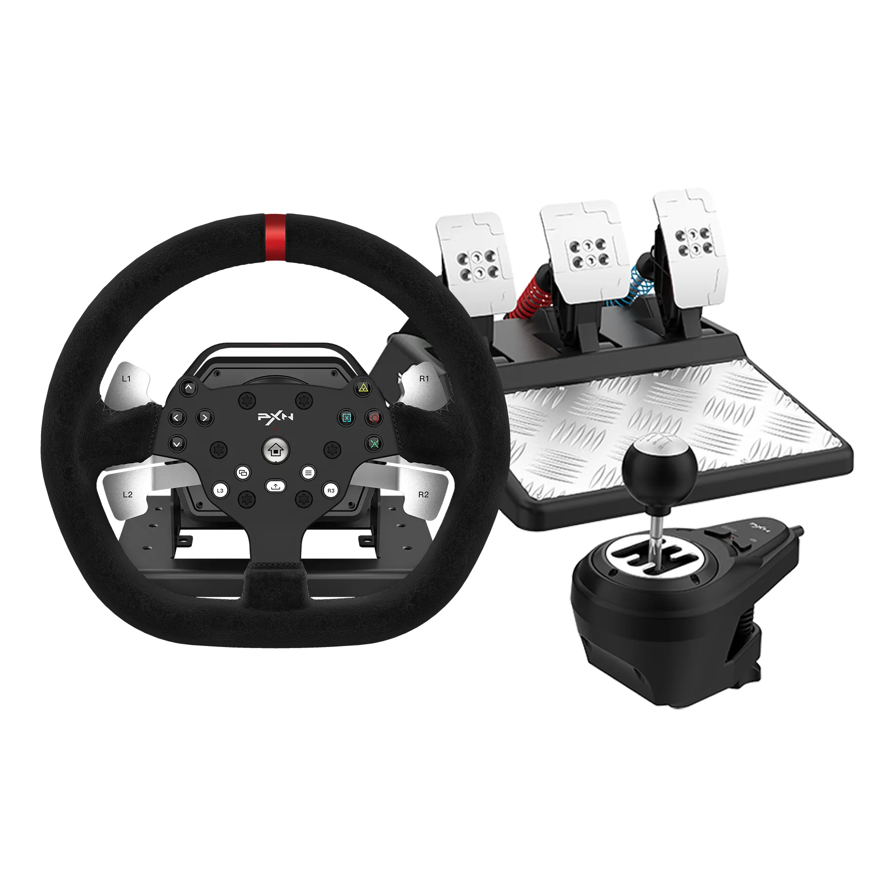 PXN V10 driving force f1 forza gaming racing wheel for ps4 for xbox for pc, steering wheel with 3-pedals and shifter