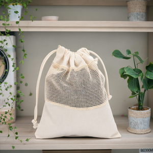 Chất Lượng Cao Tái Sử Dụng 100% Cotton Tự Nhiên Nhỏ Tùy Chỉnh Lưới Làm Sạch Dây Kéo Giặt Túi Có Thể Giặt Và Tái Chế - Product Image 2