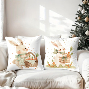 गाजर की टोकरी के साथ आकर्षक बंनी तकिए हुए तकिए उत्सव के आकर्षण को आकर्षित करते हैं। - Product Image 3