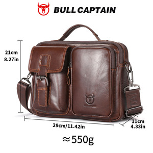 Bolso bandolera vintage BULLCAPTAIN para hombre, de cuero genuino, bolso de mano para negocios, maletín, bolso mensajero para hombre - Product Image 5
