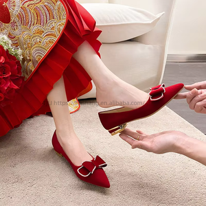 New Ladies Low <b>Heel</b> Wedding Shoes Bridesmaid Point Toe Pearl Luxury Girls Single - Product Image 4
