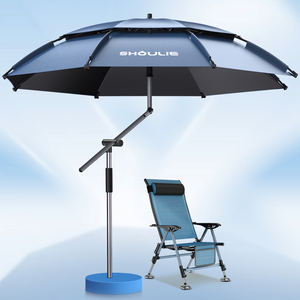 Ombrello da Pesca Portatile Antivento Impermeabile Blu Nebbia con Fibbia per Caccia e Protezione Solare per <span class=keywords><strong>Pescatori</strong></span> - Product Image 2