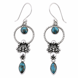 Orecchini vintage in stile etnico blu verde, gioielli di moda da donna - Product Image 6