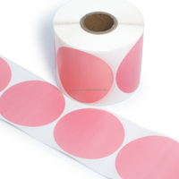 Cercle de couleur rose 60x60mm 500 pièces rouleau d'étiquettes autocollants de transfert thermique rond merci cercle autocollant rond