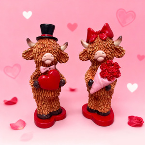 Ornements en résine sur le thème des animaux, <span class=keywords><strong>couple</strong></span> de vaches des Highlands, cadeau transfrontalier pour la Saint-Valentin et les mariages, décoration créative pour la maison - Product Image 2