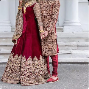 Colección 2019 Hermoso vestido hasta el suelo indio y pakistaní con Sherwani a juego - Product Image 5
