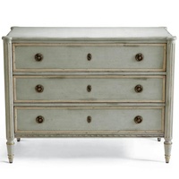 Commode antique à 3 tiroirs, commode de style campagnard français, armoire de rangement vintage pour chambre à coucher avec serrure