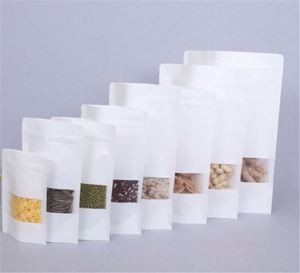Sacs en papier kraft personnalisés avec fenêtre, à fermeture éclair, pour aliments, vente en gros, promotionnels, à fond stable - Product Image 4