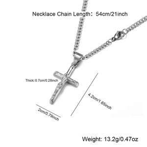 Collar con Colgante Religioso Católico Cristiano para Hombre, Resistente al Agua, Acero Inoxidable PVD Oro 18K, Amuleto Crucifijo de Jesús Cruz - Product Image 6