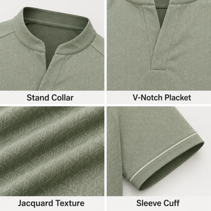 Polo Henley Personalizado con Cuello Mandarín Texturizado para <span class=keywords><strong>Hombre</strong></span>, Camisetas de Golf Elásticas de Secado Rápido, Camisetas Deportivas de Marca Privada OEM ODM - Product Image 5