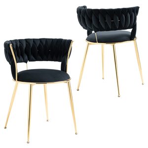 Sedia da pranzo da <span class=keywords><strong>cucina</strong></span> moderna viola dal Design speciale poltrona da toeletta con accento trapuntato in velluto per sala da pranzo, soggiorno, camera da letto - Product Image 5
